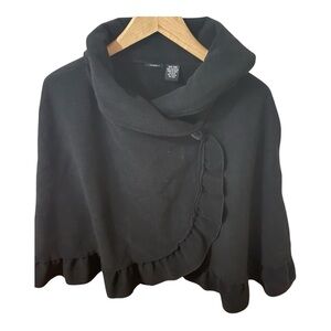 Sandra Poncho/Cape with Ruffle Detail Women's One Size Black